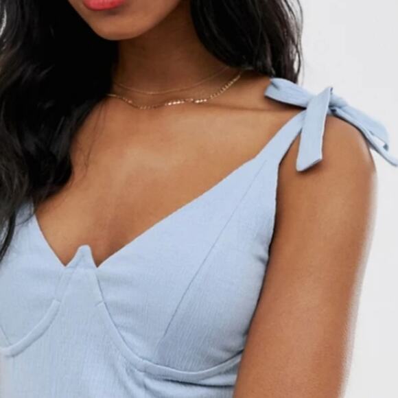 NWT Asos Daytime Shoulder Tie Plunge V Neckline Mini Sundress Sz 2 - Picture 4 of 12